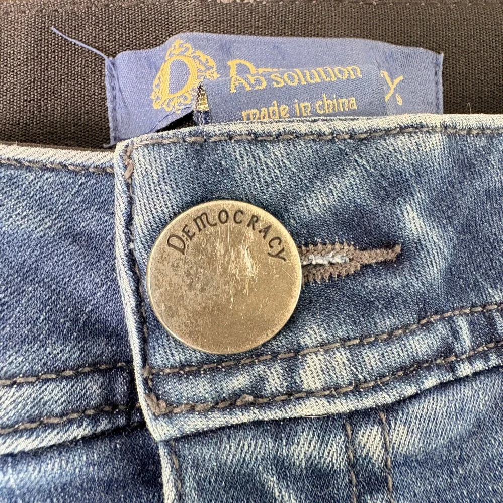 Democracy Denim Mini Skirt Women 12 Blue Ab Solution Zipper Pockets Cowgirl Y2K